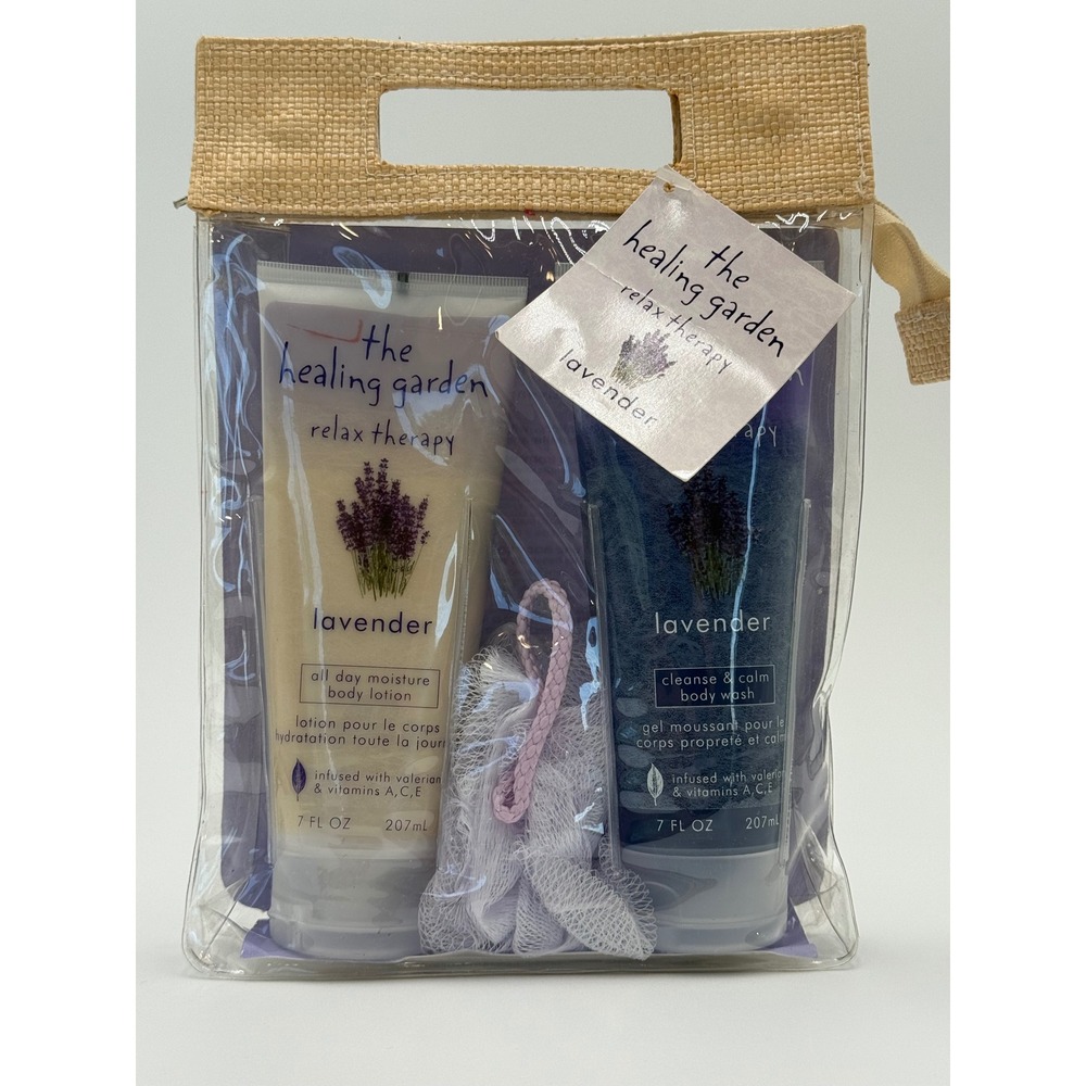 The Healing Garden Relax Therapy Lavender Bath Set Lotion Body Wash Vintage